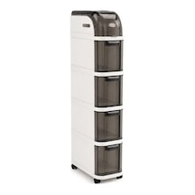 Ayrex Pro Slim Tekerlekli Organizer Dolap, 4 Çekmeceli Dar Alan Depolama Ünitesi, Banyo, Mutfak Ve Çamaşır Odası Diğer