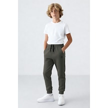 Tommylife Haki Standart Fit Manşetli İnce Erkek Çocuk Eşofman Alt - 11062 Haki