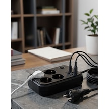 Çoklu Priz 4 Soket 2 Type-c Usb Şarj Ünitesi Uczzzcokluakımkorumapriz3441-3 1
