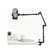 Ayarlanabilir Eklemli Sihirli Kol Kelepçe Ve Telefon Tutucu Klipsli Masa Montajı, Masa Standı, Cep Telefonu Tripod 3 Arms+kelepçe+klip