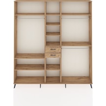 Arges Dolap 10 Raflı 2 Çekmeceli 3 Askılı 220x30x243 Çam-çam/çam Atlas Çam/atlas Çam