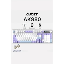 Ak980 3 Modlu Hot-swap Tft Ekranlı Mekanik Oyun Klavyesi-8.000 Mah Batarya Dinamik Rgb