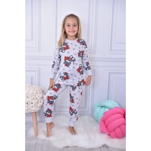 Kız Çocuk Baskılı Pijama Takım-1790-gri