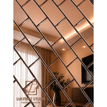 Lucitart 30 Adet 10cmx5cm Tuğla Desenli Aynalı Pleksi Kendinden Yapışkanlı Dekoratif Duvar Aynası 9 Renk Seçeneği Rose Gold
