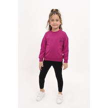 Toontoy Kids Toontoy Kız Çocuk Always Kalp Nakışlı Taytlı Takım Mürdüm