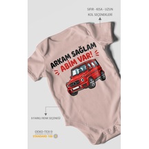 Morivokids Arkam Sağlam Abim Var Kısa Kollu Bebek Body %100 Pamuk Pastel Pembe