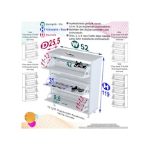 Modilayn Varbi Kapı Önü 52 X 119x 25, 5 Cm Lik 3 Düşer Kapak 6 Göz Raf Bölmeli Ayakkabılık Cordoba - Beyaz