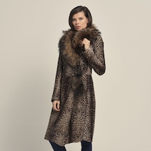 Rouge Kürklü Kadın Deri Mont P254lu Leopar