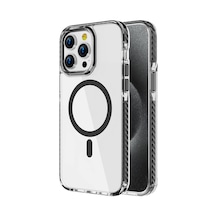 Goocamp Apple Uyumlu iPhone 15 Pro Kılıf Magsafe Şarj Özellikli Airbagli Takılabilir Askı Aparatlı Kisamarka Siyah