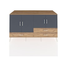 Kronos Konsol 5 Raflı 3 Çekmeceli 4 Kapaklı 176x59x99 Çam-antrasi Çam-antrasit/çam