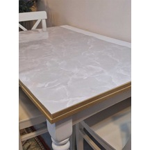 Kalın Pvc Masa Koruyucu 1.2 Mm Mika Örtü, 70 Ve 80 Cm En, Mermer Desen Çok Renkli