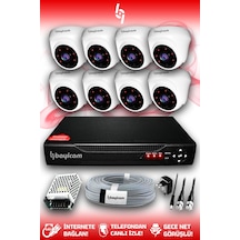 Bayicam 8 Kameralı Dome 8 İç Kamera Set HDD'siz Full HD Gece Görüşlü Güvenlik Kamerası Sistemi