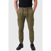 Rizzup Erkek Slim Fit Likralı Haki Kargo Cepli Jogger Pantolon İpli Bel Lastikli Paça 2600589