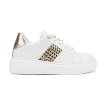 Tamer Tanca Kadın Suni Deri Beyaz Sneakers & Spor Ayakkabı 735 04 Bn Ayk Sk25-26 Beyaz/dore Beyaz