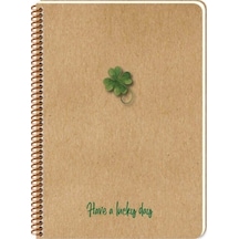 Lucky A5 80 Yaprak Noktalı Spiralli Kraft Kapak Ivory Kağıt Defter Yonca