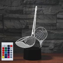 Goldenqian Çocuklar Için Gece Lambası 3d Golf Ekipmanları Uzaktan Kumandalı Led Lamba 16 Renk Değiştirme Noel Doğum Günü Hediyesi Çocuk Için Fbd452 Siyah