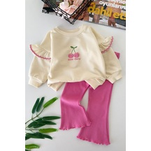 Minigimin Cicileri Kiraz Baskılı Taytlı Kız Bebek 2 Li Takım - Pembe