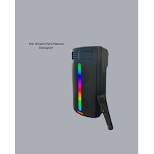Bluetooth Işıklı Hoparlör 2x5w Güç Usb + Tf Kart + Fm Radyo Siyah Renk