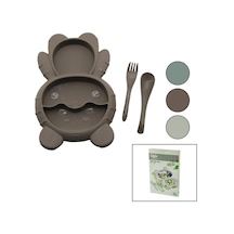 Ayıcık Model 3 Bölmeli Bebek Beslenme Seti 3pcs Mama Kabı - Kaşık - Çatal 500 Ml Renkli Plst Bx40