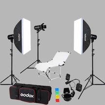 Godox E250 III W/S 3'lü Paraflaş Set + Gdx PHT-100200 Çekim Masası 1x2 M