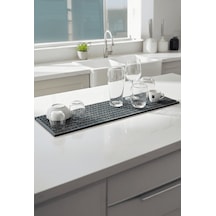 Zq Polimer 60x16 Cm Kauçuk Bar Mat, Bulaşık Kurutma Matı, Tencere Altlığı, Cam Kenarı Saksı Altlığı Siyah