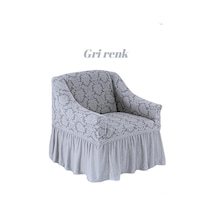 StarMall Şal Desen Jakarli Koltuk Örtüsü ,berjer Kılıfı Tekli Bir Adet Gri