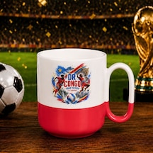 Bk Gift Kongo Taraftar Temalı 2026 Dünya Kupası Tasarımlı Kırmızı Joyful Kupa Bardak Beyaz
