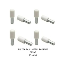Plastik Metal Başlı Raf Pimi Beyaz 25 Adet