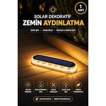 1 Adet Solar Güneş Enerjili Premium Kalite, 30 Led'li Dekoratif Zemin, Bahçe Ve Peyzaj Aydınlatma Ip68 Su Geçirmez, Sarı Işık