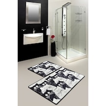 Whıte Cats Djt 2 Lı Set Klozet Takımı, Banyo Paspas Seti Halısı Çok Renkli