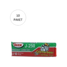 J-250 Jumbo Boy Çöp Torbası 80 X 110 Cm 10 Lu Rulo X 10 Paket 100 Adet Siyah