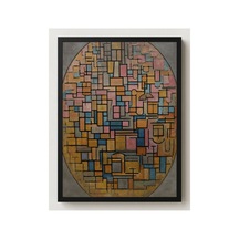 Mondrian Tablo Iıı Oval İçinde Kompozisyon Çerçevesiz Poster 21x30 Cm A4 Tablo Modern Sanat