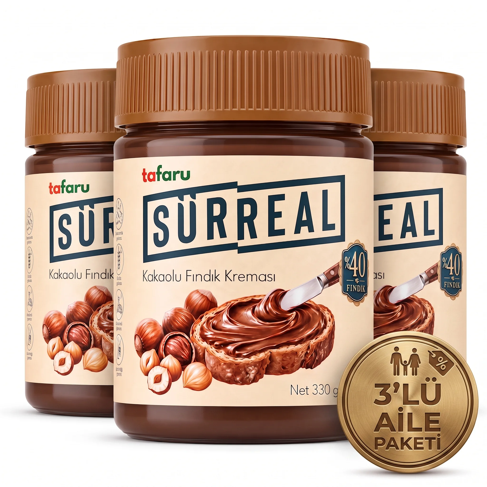 Tafaru Sürreal Kakaolu Fındık Kreması 330 G X 3 Adet