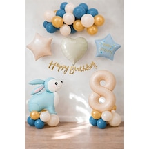 Mavi Tavşan Temalı 8 Yaş Doğum Günü Balon Seti