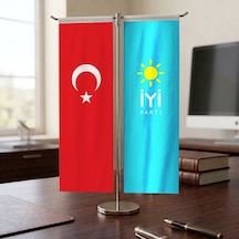 İyi Parti Ve Türk Bayrağı Kırlangıç T Tipi Masa Bayrak Takımı Diğer