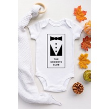Babylimon Erkek Bebek Beyaz The Groom's Clup Desenli Kısa Kol Body Beyaz - 102524176 Beyaz