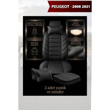 Peugeot 2008 2021 Uyumlu Lüks Premium Siyah Renk 2 Adet Minder Ve Yastık