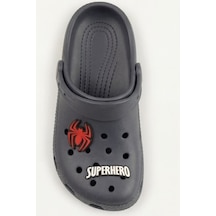 Hero-clog Macera Serisi - Koyu Gri Maske Figürlü Erkek Çocuk - Bebek Terlik Ve Sandalet: Ultra H... Antrasit - Gri