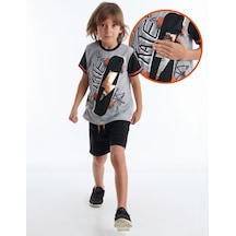 Denokids Mushi Thunder Skate Erkek Çocuk Şort Takım Çok Renkli