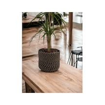 Dekoratif Jüt Hasır Saksılık Havluluk Organizer 20x20 Cm Siyah Siyah