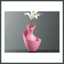 Bezos 3d Baskı Bold Vazo - Akışkan Formlu Dekoratif Vazo-pembe Nhr