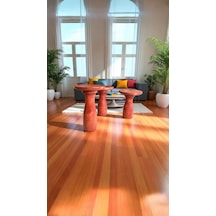 Maun Renkli Ahşap Mantar Sehpa 3lu Yan Sehpa Takımı