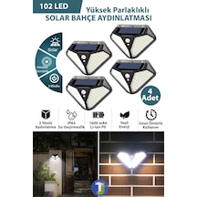 Technojet 4Adet 102 Ledli Güneş Enerjili 3 Modlu Solar Bahçe Aydınlatması Hareket Sensörlü Lamba