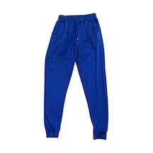 Tedar Parlak Kadife Cepli Pantolon Eşofman Pijama Altı Unisex Lastikli Paça Mavi Najmaddin