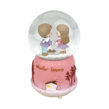 Winter Lovers - Kış Aşıkları Işıklı Ve Müzikli Kar Küresi Pembe