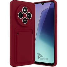 Redmi 14c Uyumlu Kartlıklı Silikon Kılıf Kamera Korumalı Pastel Renk Tonu Esnek Kapak - Bordo