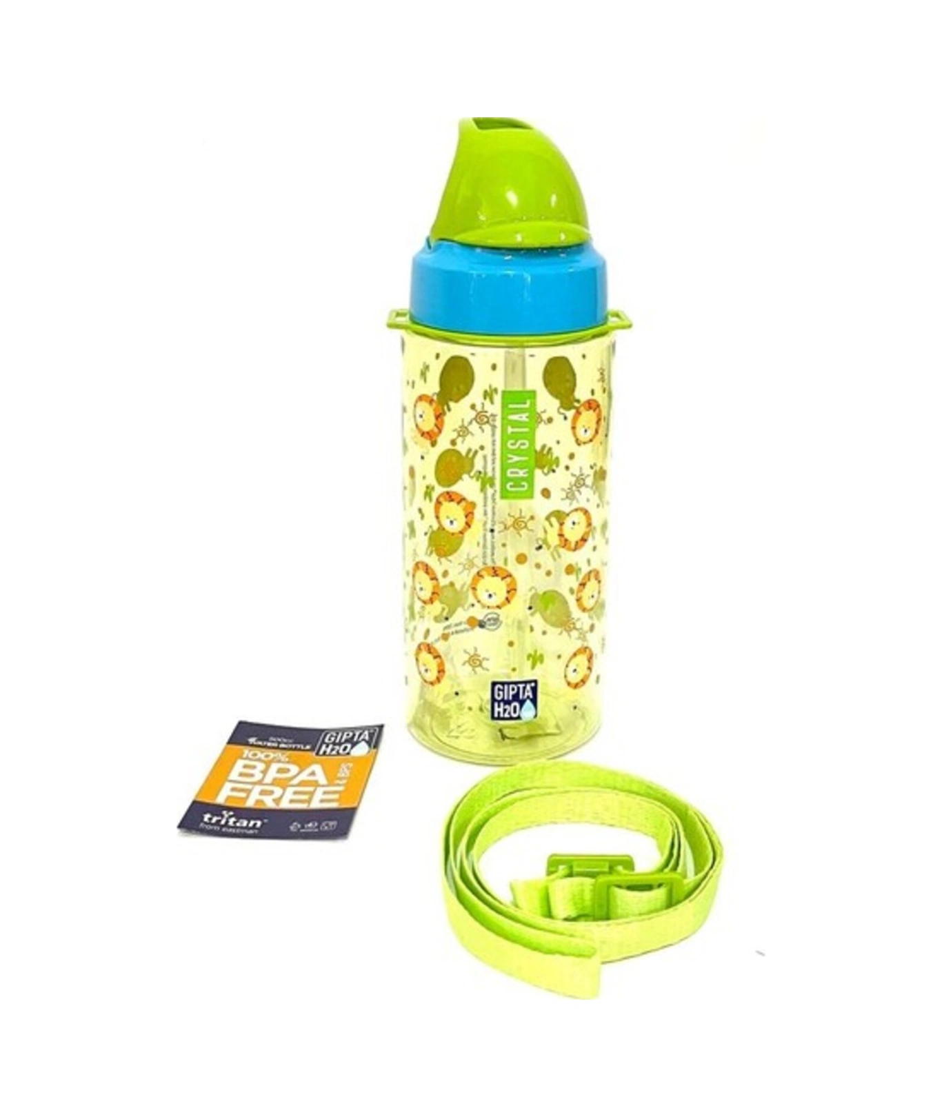 Yeşil Crystal Tritan Desenli Pipetli Matara Suluk 500 Ml Renkli