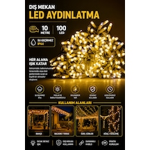 10 Metre 100 Led Dış Mekan Aydınlatma Su Geçirmez Sıcak Beyaz Dekoratif Led Işık