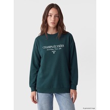Lcw Modest Yeşil Baskılı Kadın Kalın Sweatshirt Tunik