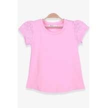 Breeze Kız Çocuk Tişört Kolları Fistolu Pudra (3-8 Yaş)